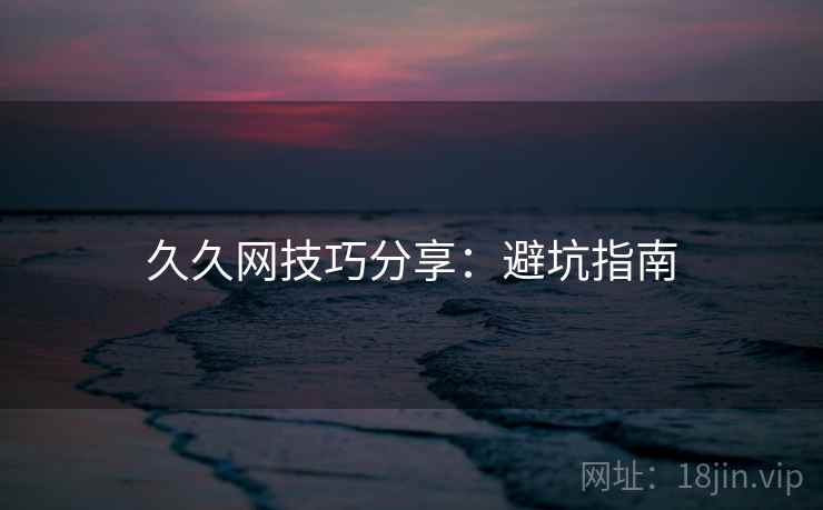 久久网技巧分享：避坑指南