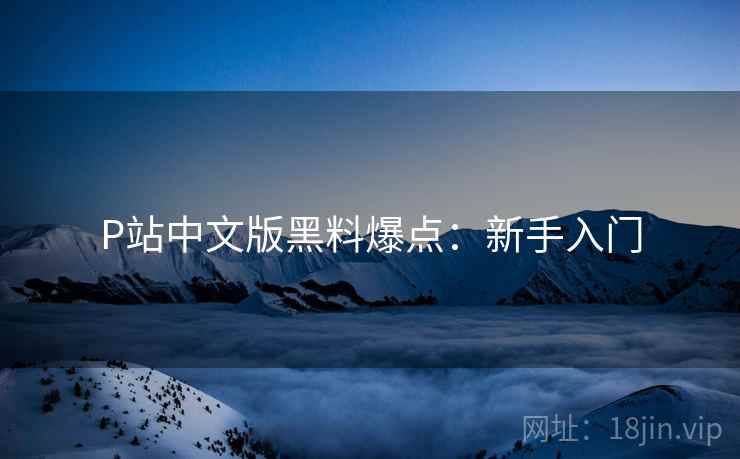 P站中文版黑料爆点：新手入门